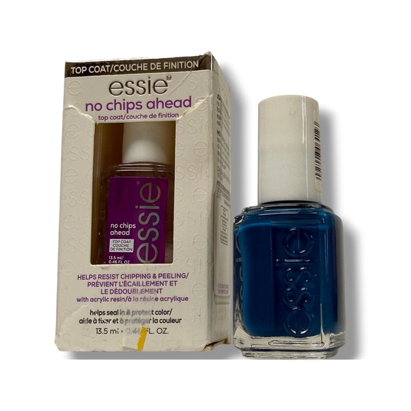 Essie Other - Essie Nail Polish + Top Coat Bundle Put It On Ice 1842 Cobalt Blue Creme New